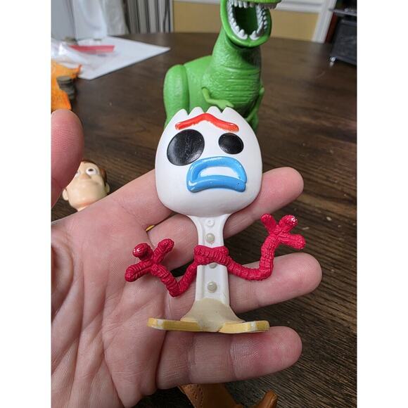 Toy Story Action Figures Lot of 3 Woody, Rex & Spone Forky Disney Pixar VIDEO - Picture 10 of 16